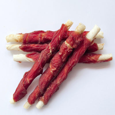 Premium All Natural Wrapped Rawhide Twist Treats for Dogs