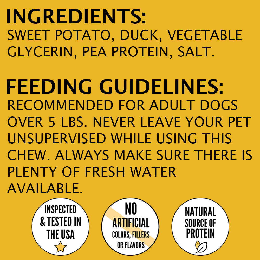 Gourmet All Natural Duck & Sweet Potato Wrapped Treats for Dogs - 2.5 lbs Resealable Pack
