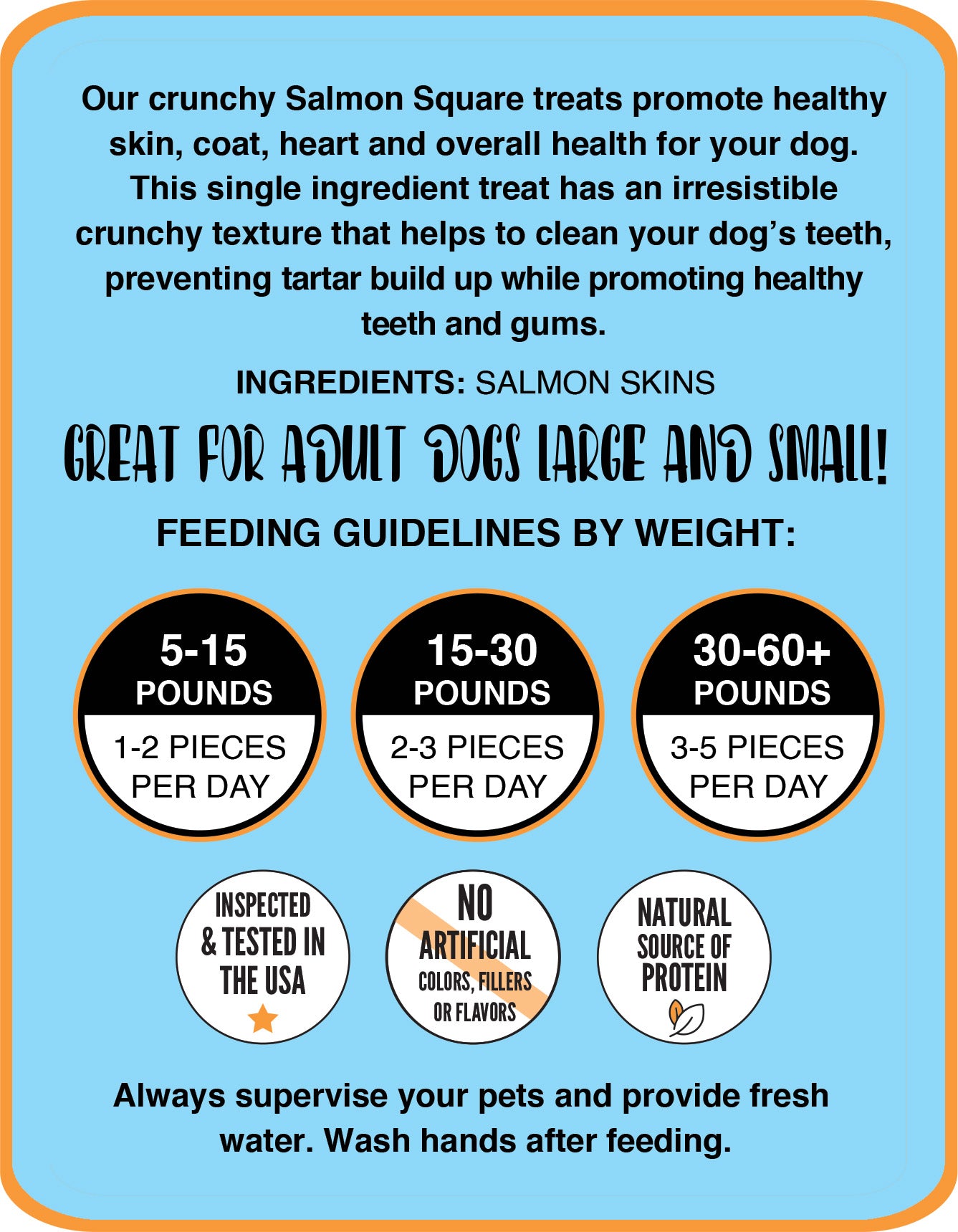 Premium Salmon Skin Crisps All Natural Dog Treats - 8 oz. / 0.5 lb Resealable Bag