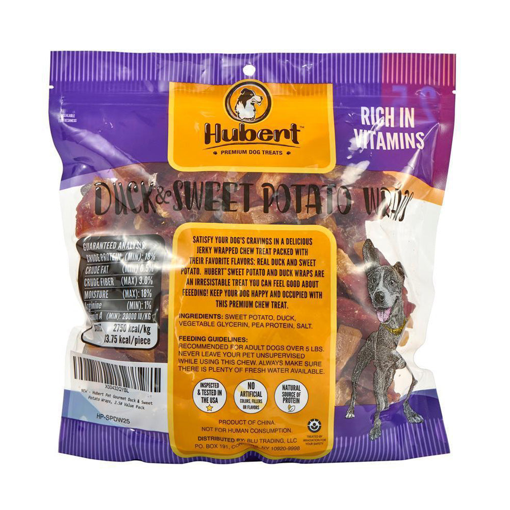 Gourmet All Natural Duck & Sweet Potato Wrapped Treats for Dogs - 2.5 lbs Resealable Pack