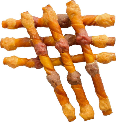 Gourmet All Natural Triple Flavored 10-inch Pork Hide Kabobs Treats for Dogs - 1.8 lbs Resealable Pack