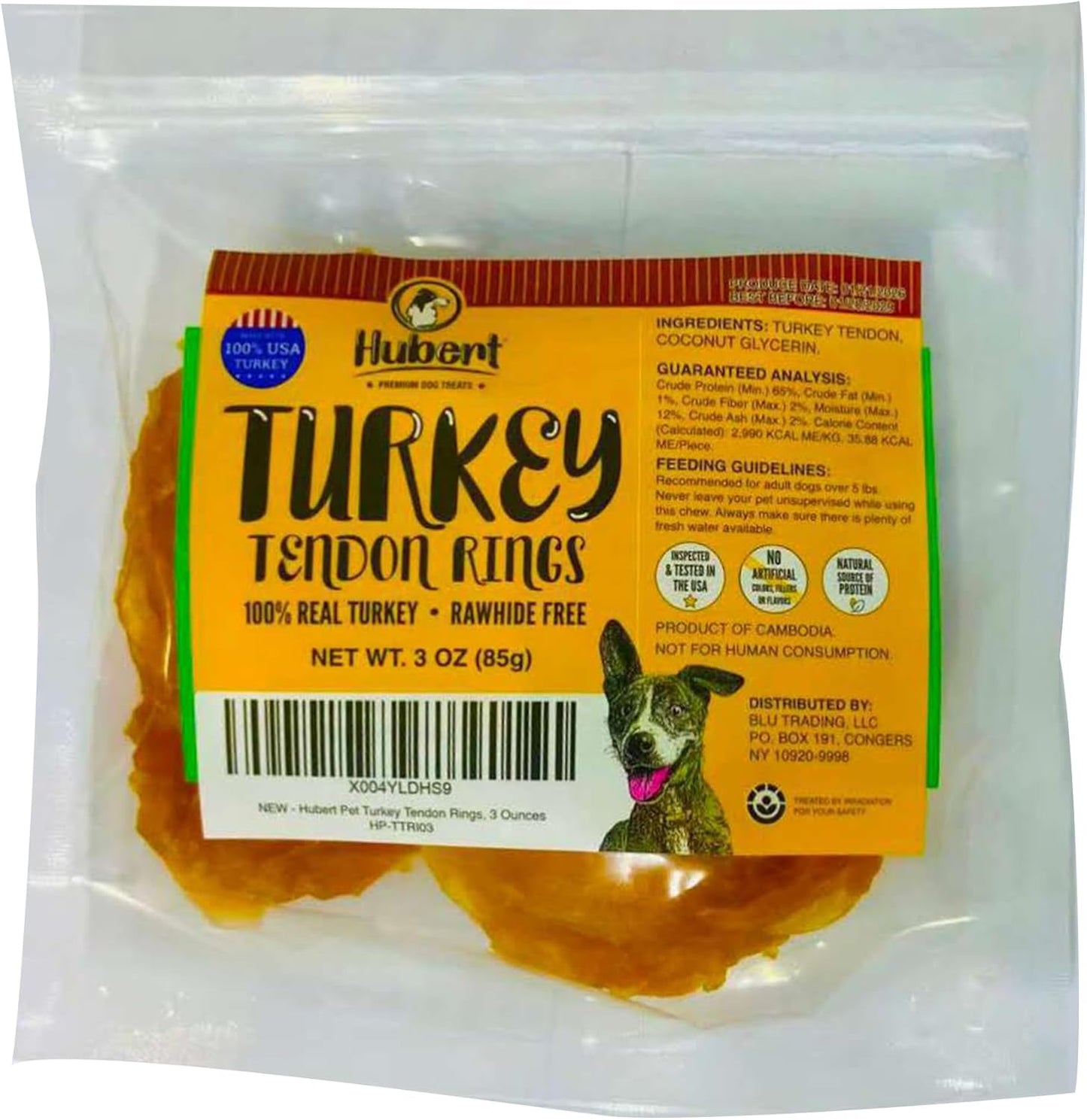 Premium All Natural Turkey Tendon Chew Treats for Dogs - Sticks & Rings