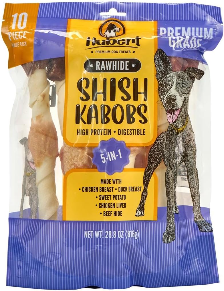 Gourmet All Natural Triple Flavored 10-inch Kabobs Treats for Dogs