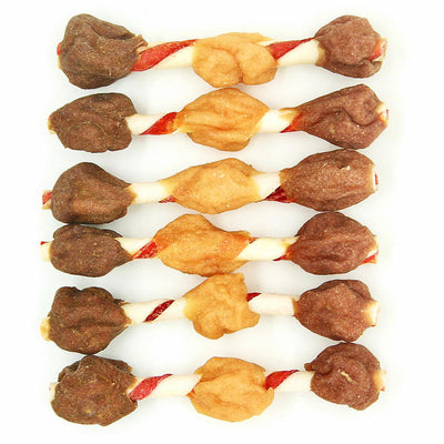 Premium All Natural Triple Flavored Rawhide Kabob Treats for Dogs - 2 lbs Resealable Pack