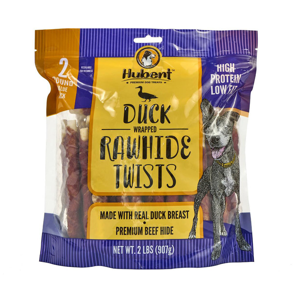 Gourmet All Natural Duck Wrapped Rawhide Twist Treats for Dogs - 2 lbs Resealable Pack