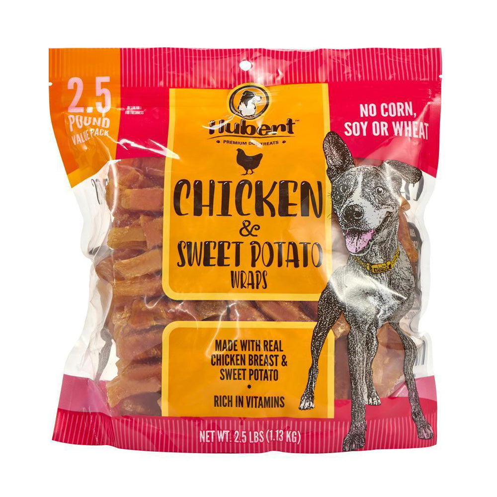 Gourmet All Natural Chicken & Sweet Potato Wrap Treats for Dogs - 2.5 lbs Resealable Pack