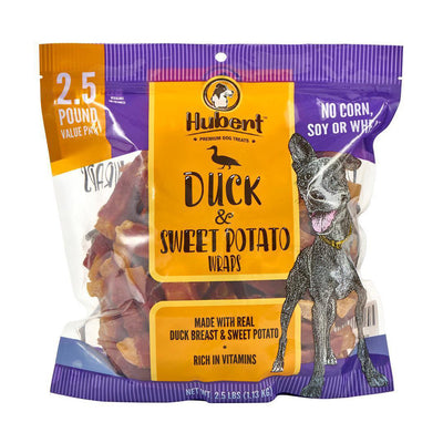 Gourmet All Natural Duck & Sweet Potato Wrap Treats for Dogs - 2.5 lbs Resealable Pack